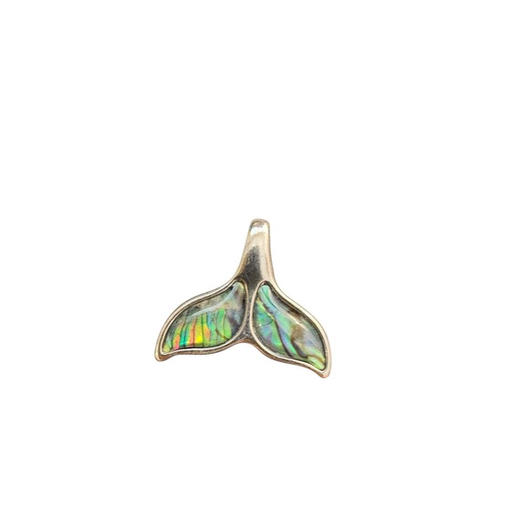 Jewelry - Silver Abalone inlay Whale Tail Fin Pendant